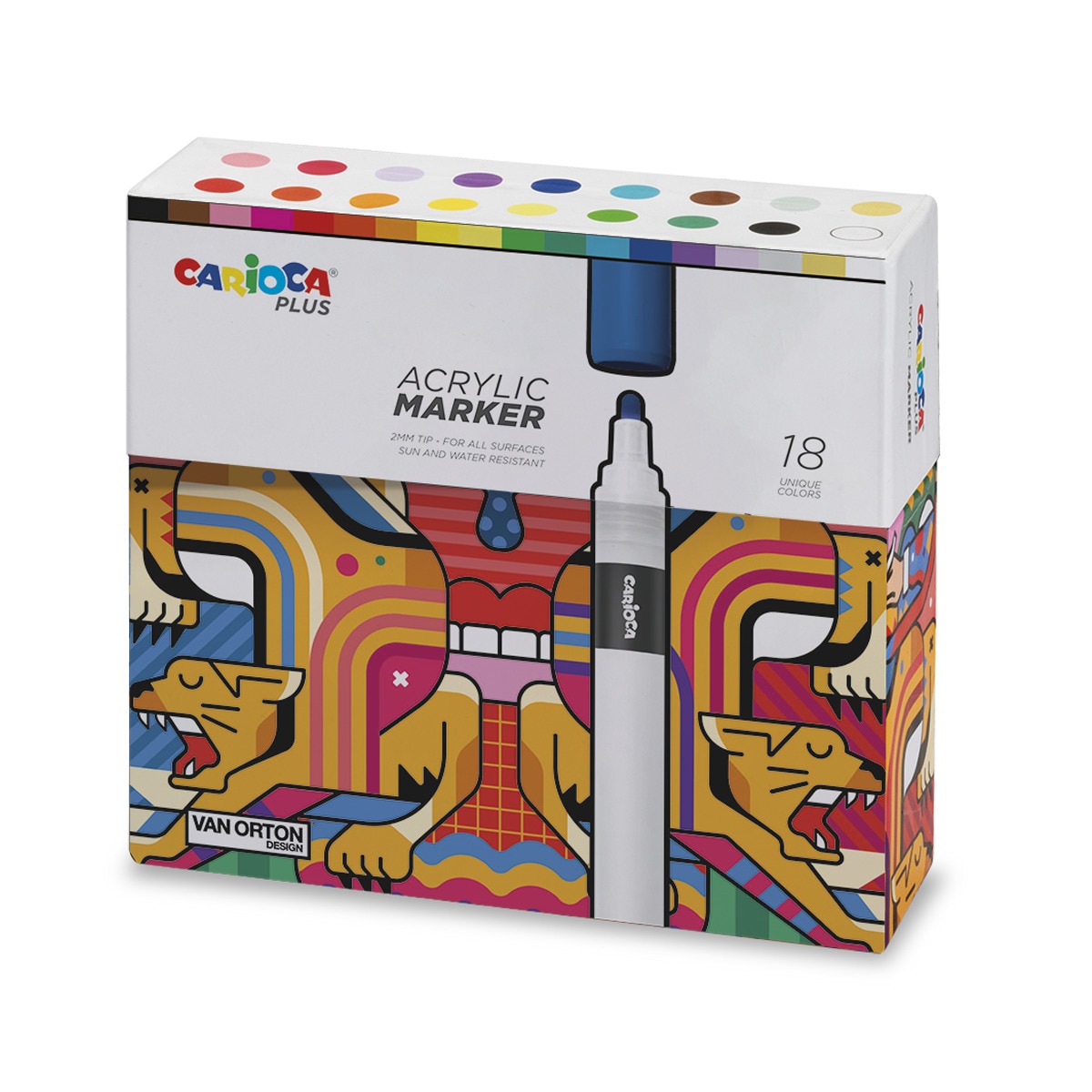 Set 18 rotuladores acrílicos para todas las superficies Carioca Plus. Multicolor-1