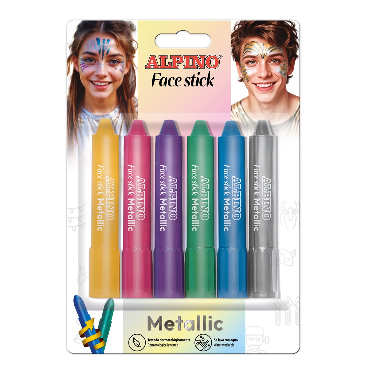 Blister 6 stick de rosto Alpino metálico 1