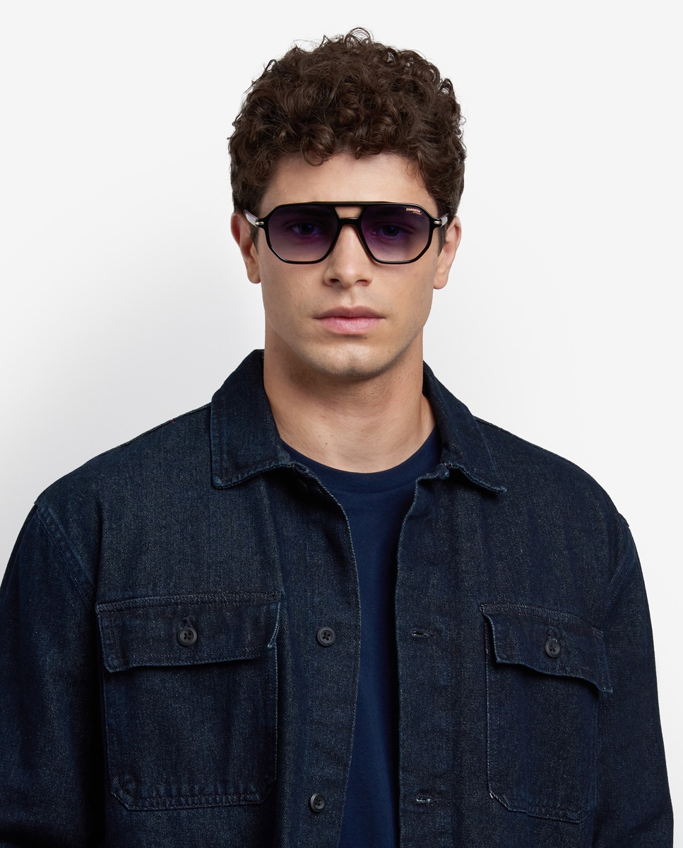 Gafas de sol de hombre rectangulares en acetato en negro · Carrera