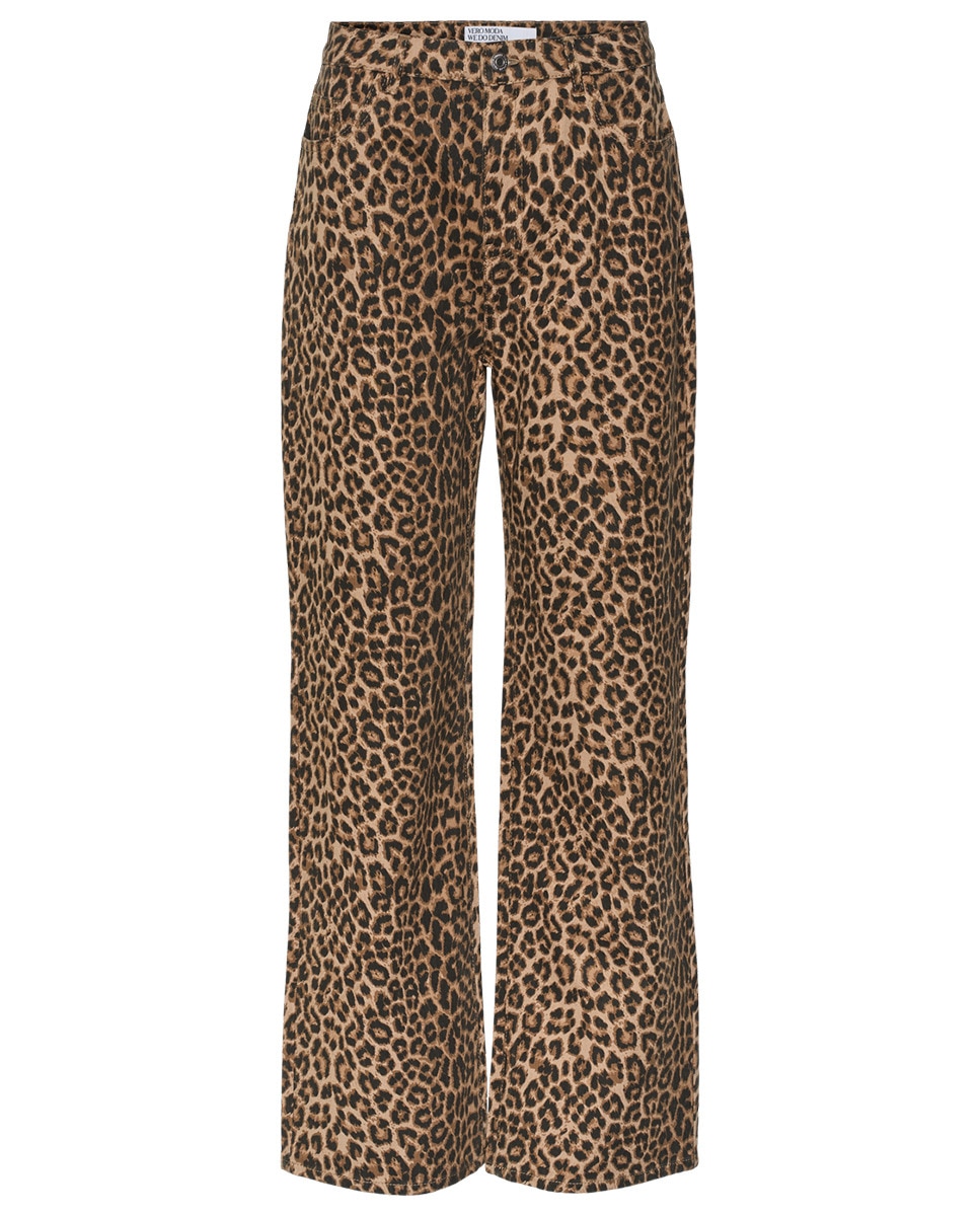 Jeans de Perna Larga com Animal Print de Leopardo Castanho-6