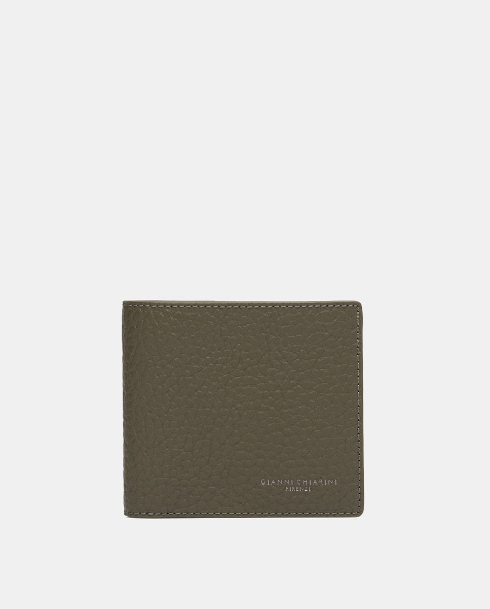 Carteira Prática e Elegante Confecionada em Pele Granulada. Verde-militar-1