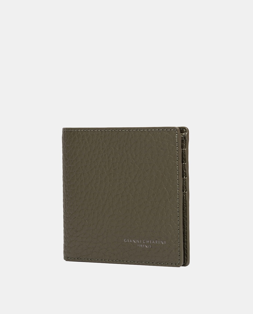 Carteira Prática e Elegante Confecionada em Pele Granulada. Verde-militar-2