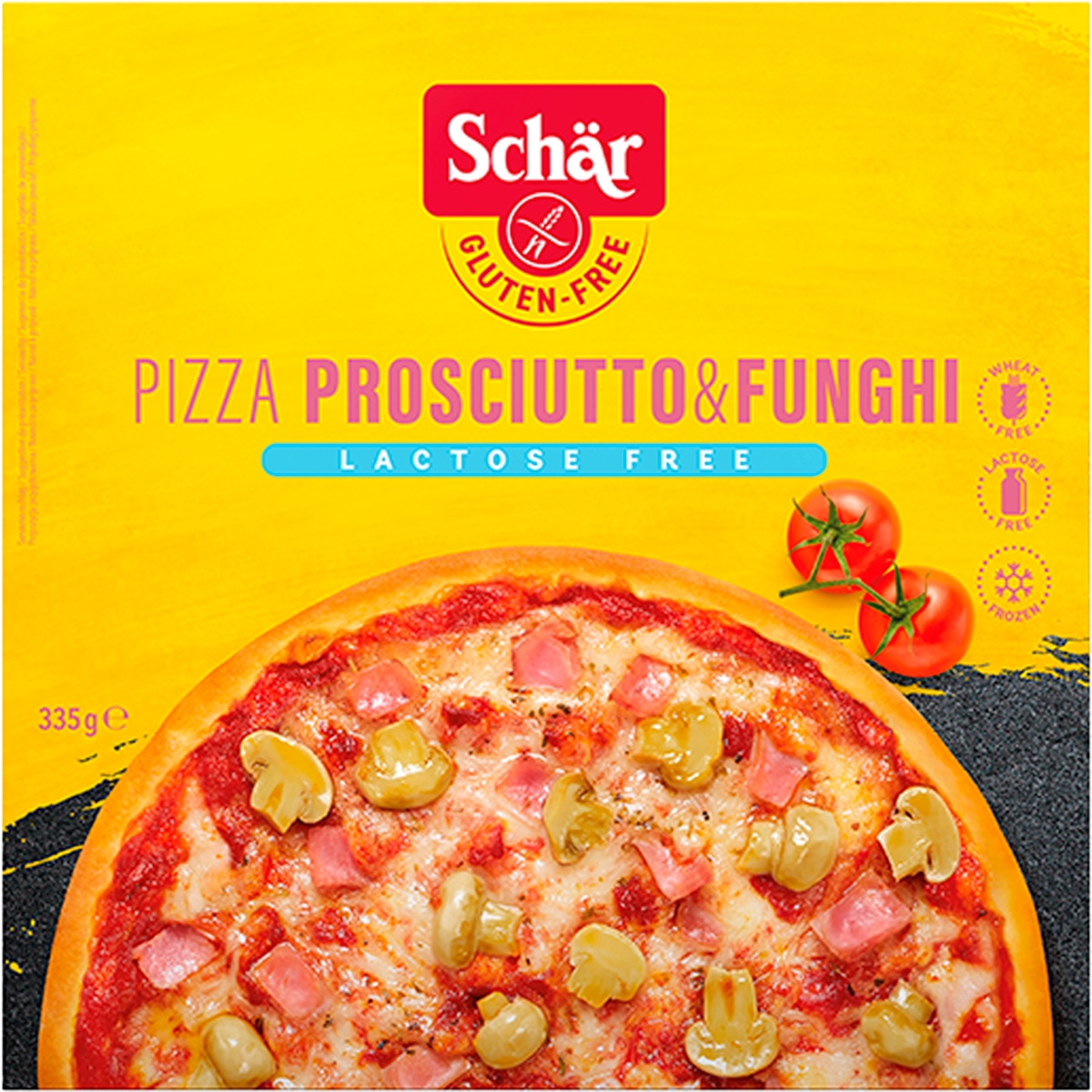 Pizza Congelada sem Lactose Fiambre e Cogumelos embalagem 335 g