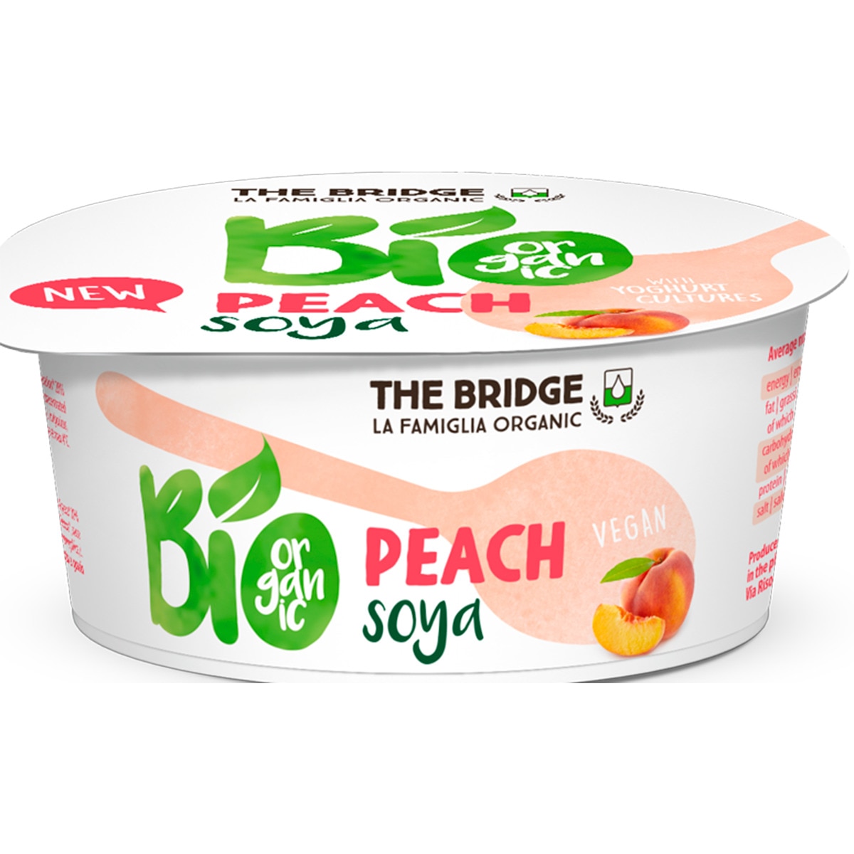 Iogurte Bio de Soja Pêssego embalagem 125 g