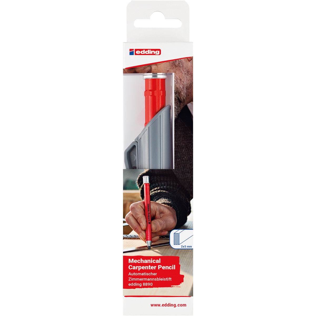 Imagen 0 de Blister con 1 portaminas de carpintero minas de 2 x 5 mm Edding