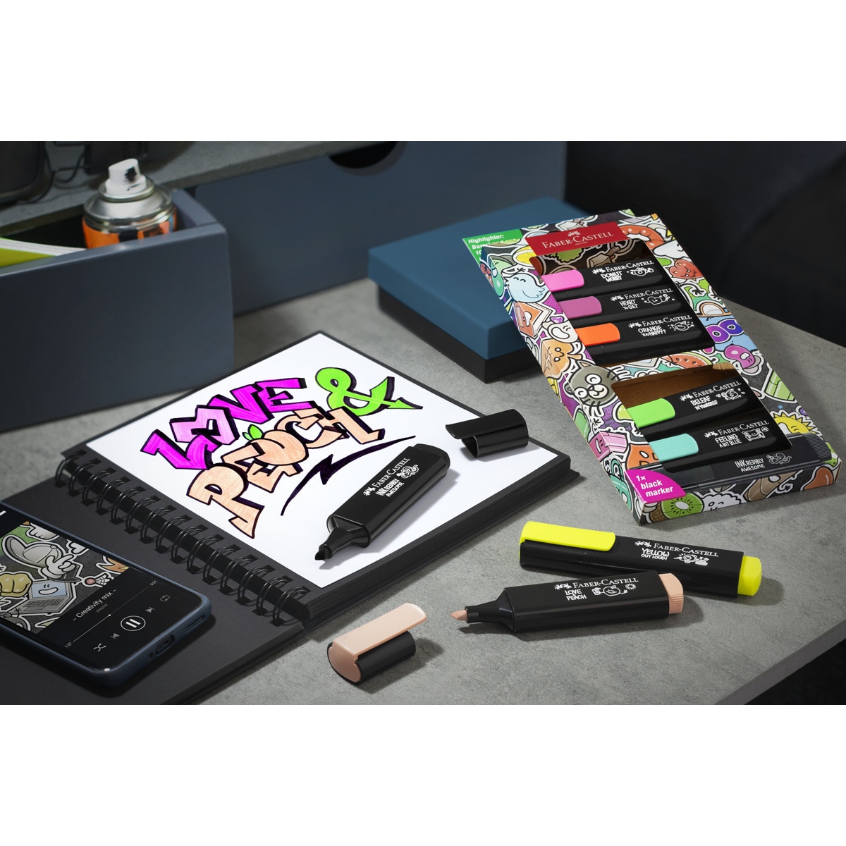Pack con 8 fluorescentes edición grafito Faber-Castell Multicolor-4