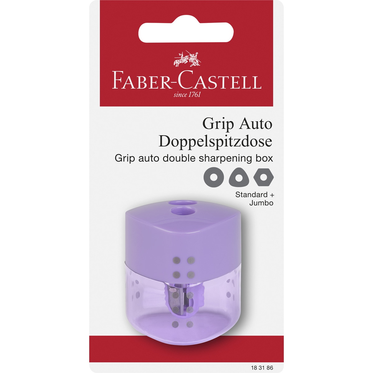 Imagen 0 de Bliste afilalapices auto grip doble Faber-Castell violeta pastel