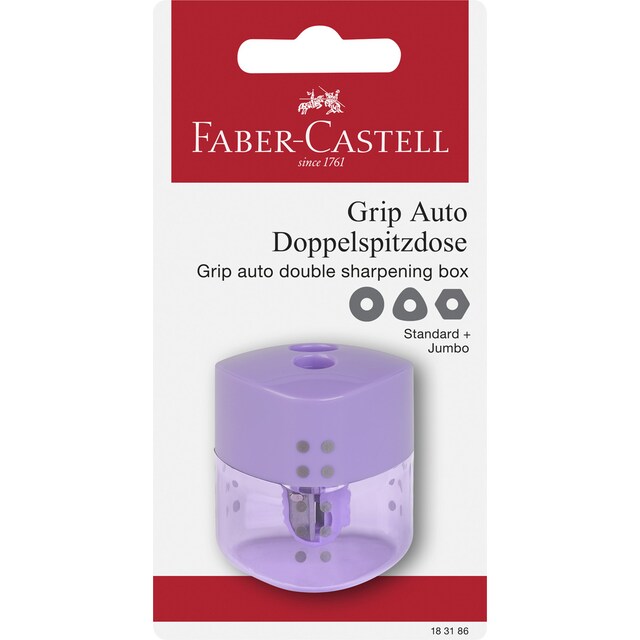 Imagen 0 de Bliste afilalapices auto grip doble Faber-Castell violeta pastel