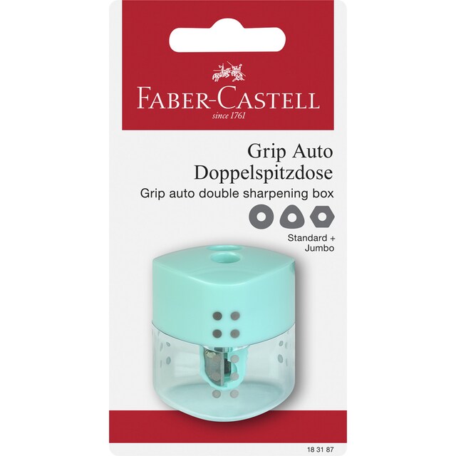 Imagen 0 de Bliste afilalapices auto grip doble Faber-Castell verde pastel