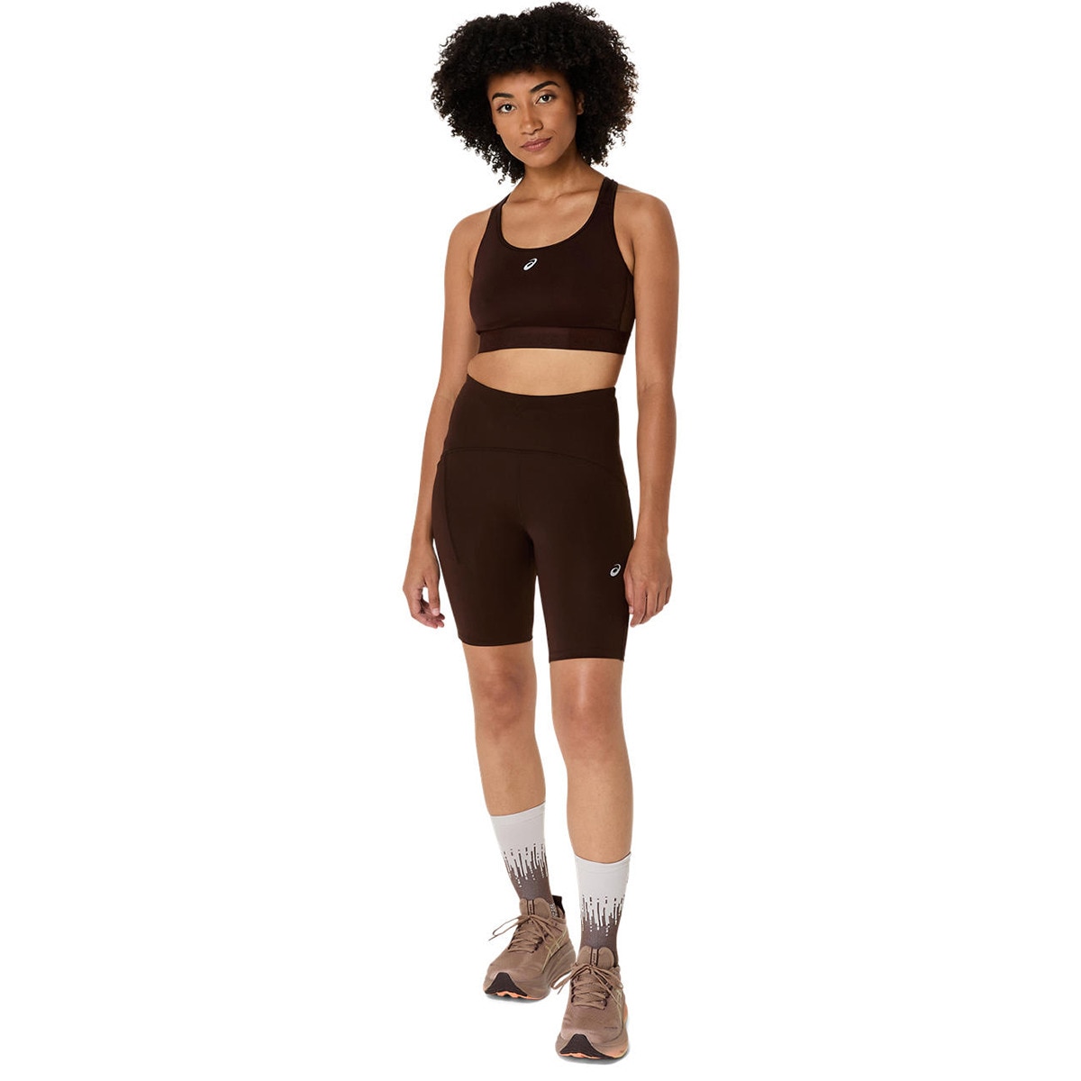 Tops de Running de Mulher Road Compression Bra Castanho-8