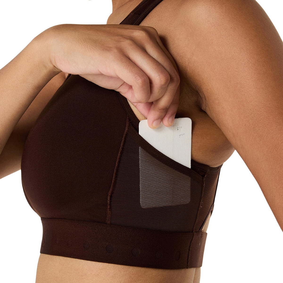 Tops de Running de Mulher Road Compression Bra Castanho-5