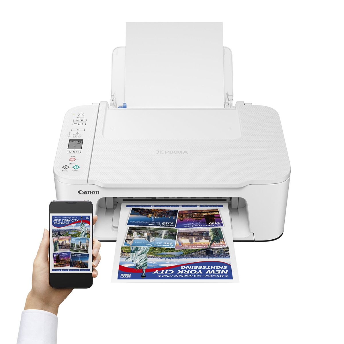 Impresora Multifunción 3 en 1 Canon PIXMA TS3751i, alimentación de papel posterior y WiFi. Compatible con PIXMA Print Plan Blanco-3