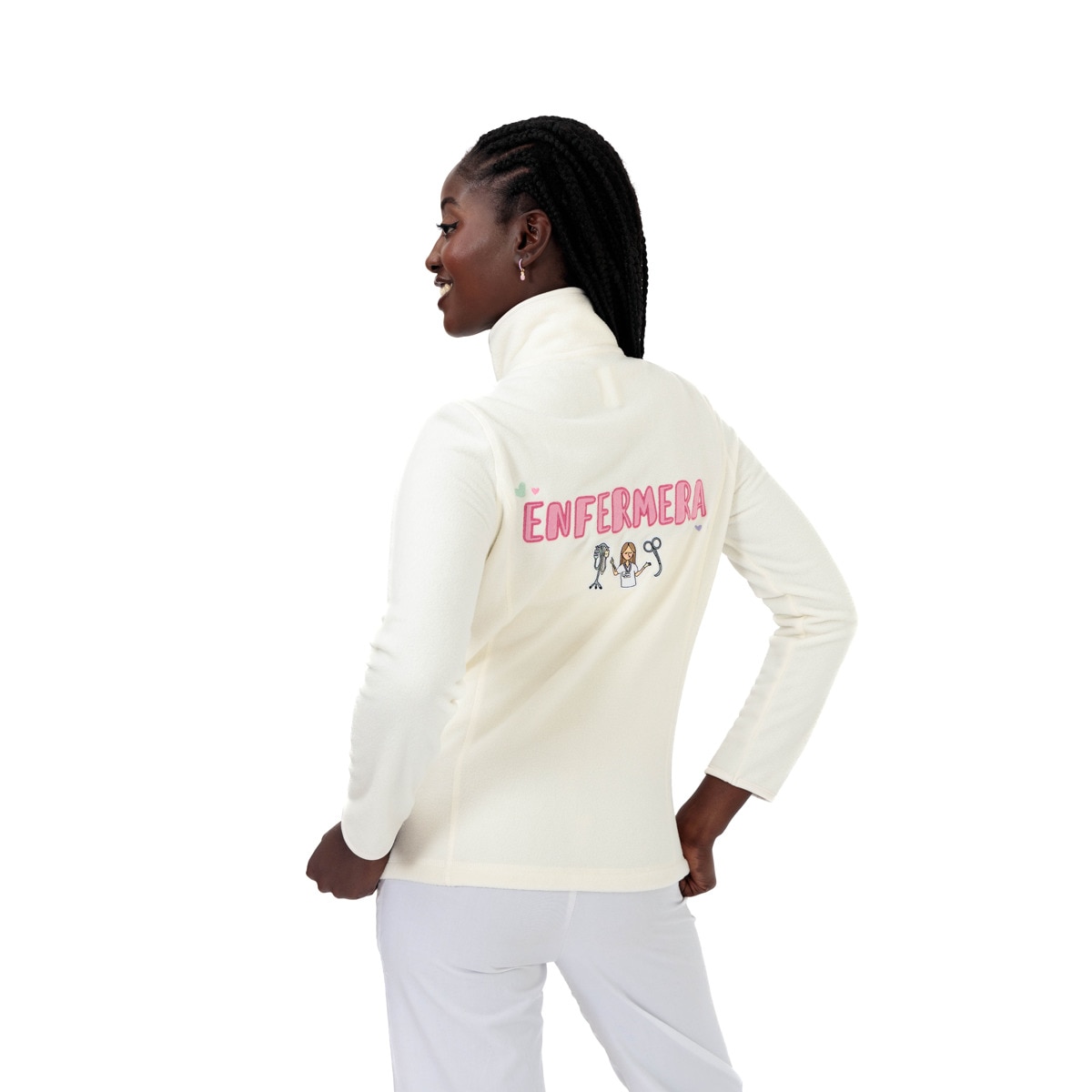 Enfermera Chaqueta Polar Blanca Polar Sanitario Mujer