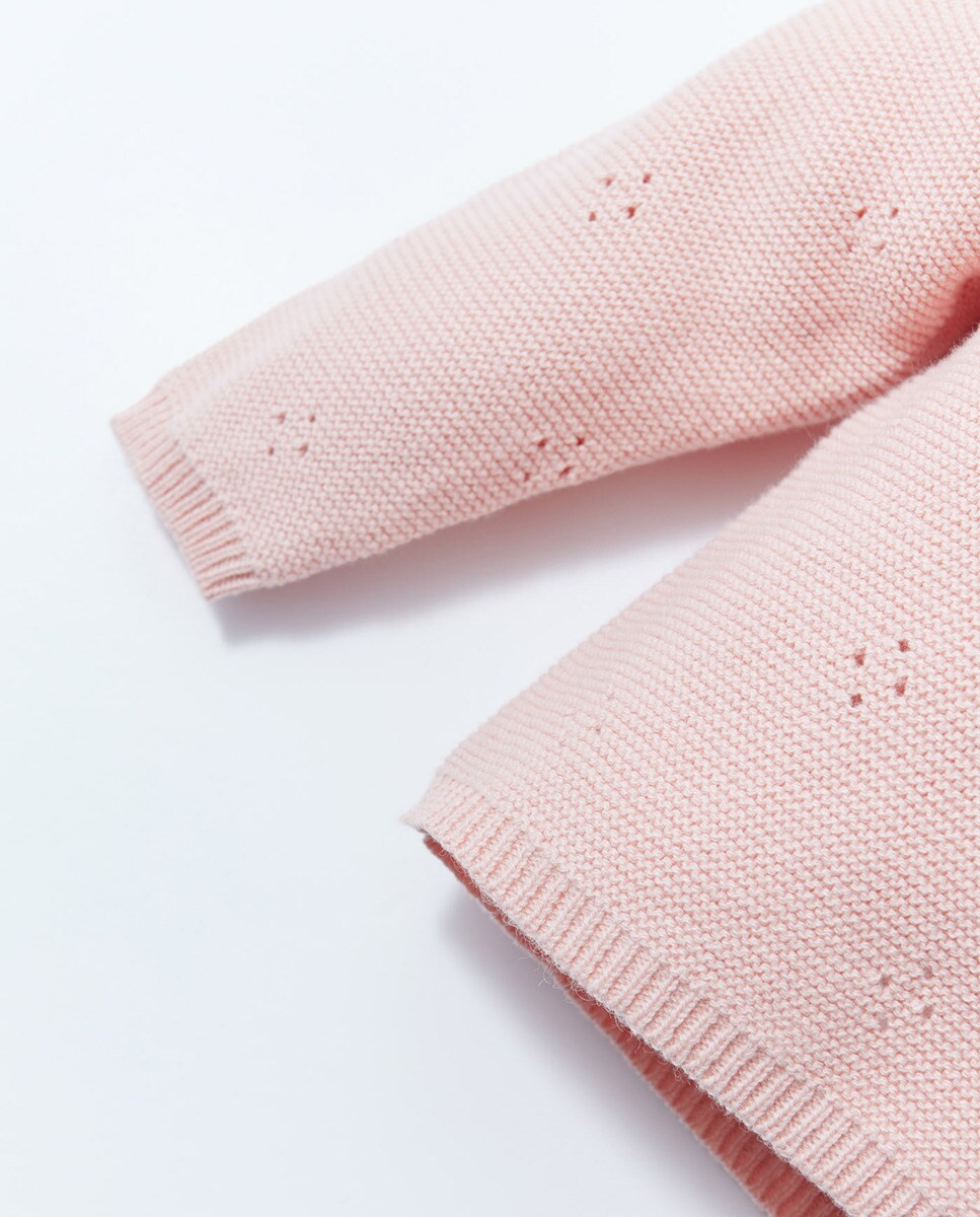 Camisola de Malha de Conjunto de Tricot Rosa-claro-4