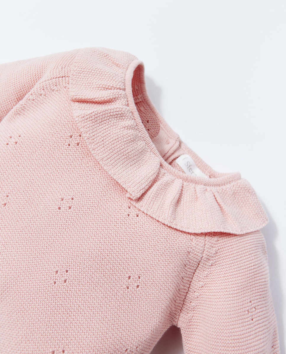 Camisola de Malha de Conjunto de Tricot Rosa-claro-3