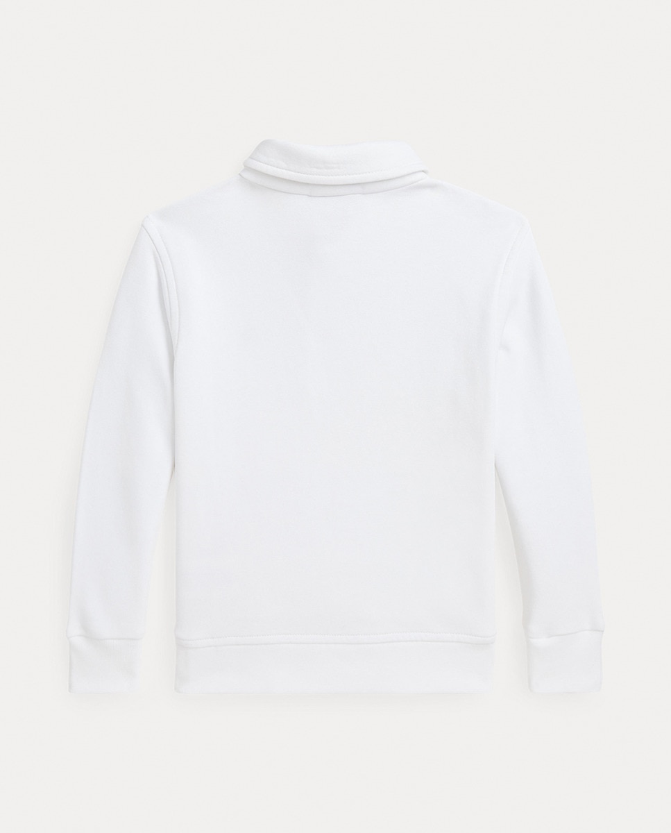 Camisola de Malha com Fecho de Correr Curto e Bolso Canguru Branco-2