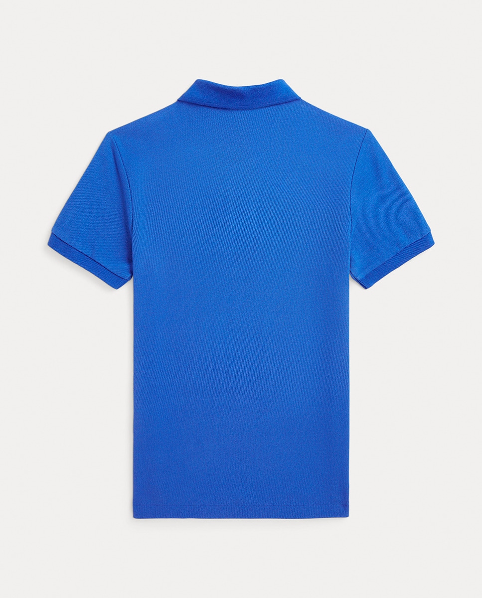 Polo Slim Fit de Algodão Azul-2