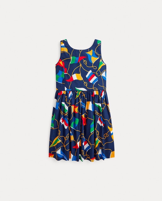 Imagem 0 de Vestido de Popelina com Estampado de Bandeiras