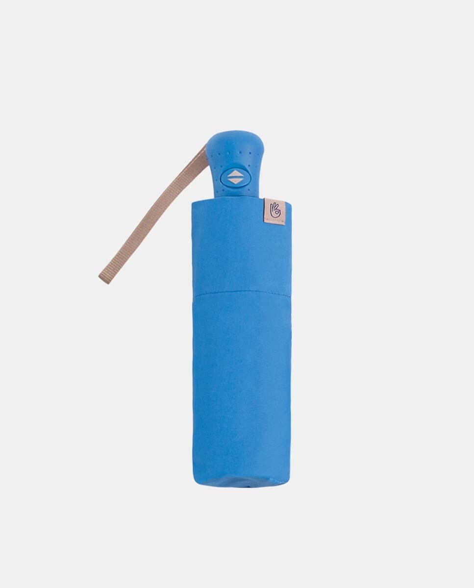Guarda-Chuva Mini Open+Close "Colors" com Sistema Windproof, Proteção Solar UVP+50 e Fabricado em Poliéster Reciclado e Reciclável. Azul-2