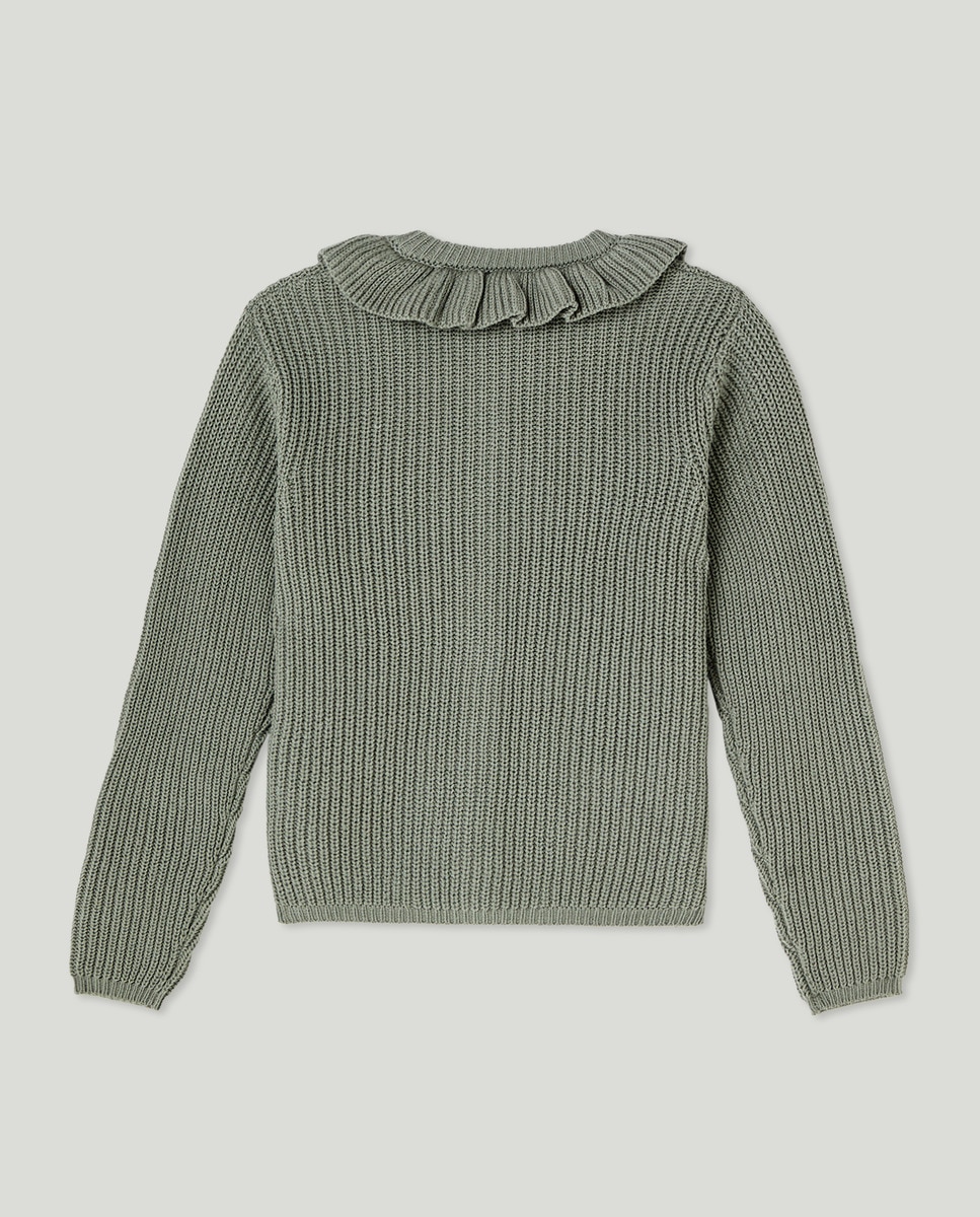 Chaqueta niña cuello volante Kaki-2