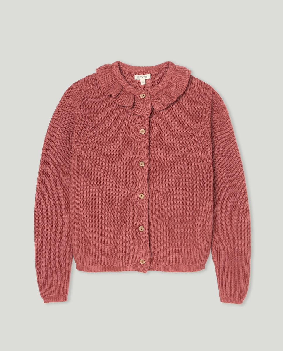 Chaqueta niña cuello volante Rosa-1