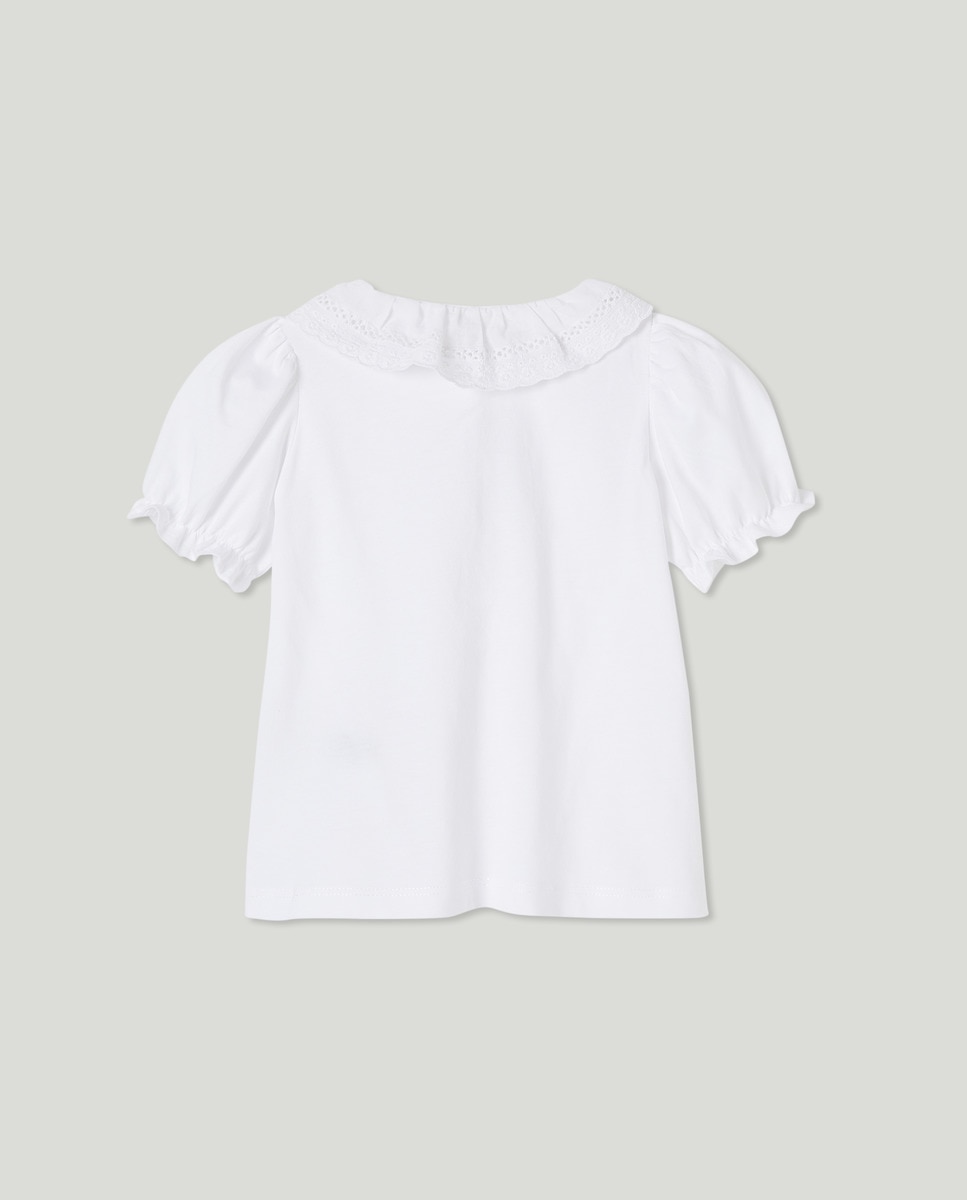 Camiseta bebé niña cuello bordado Crudo-2
