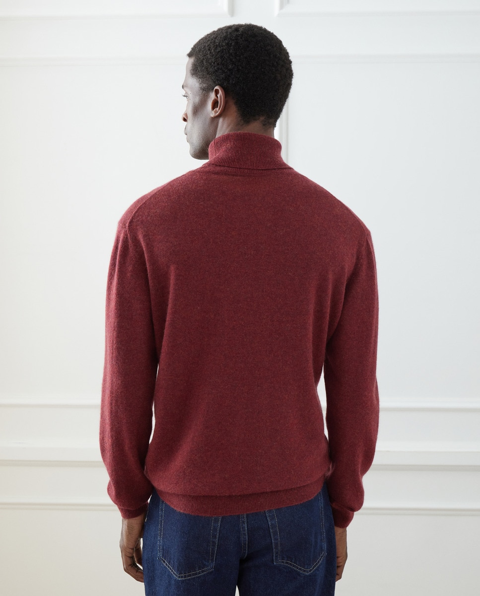 Camisola de Malha com Gola Cisne 100% Caxemira Bordeaux-3