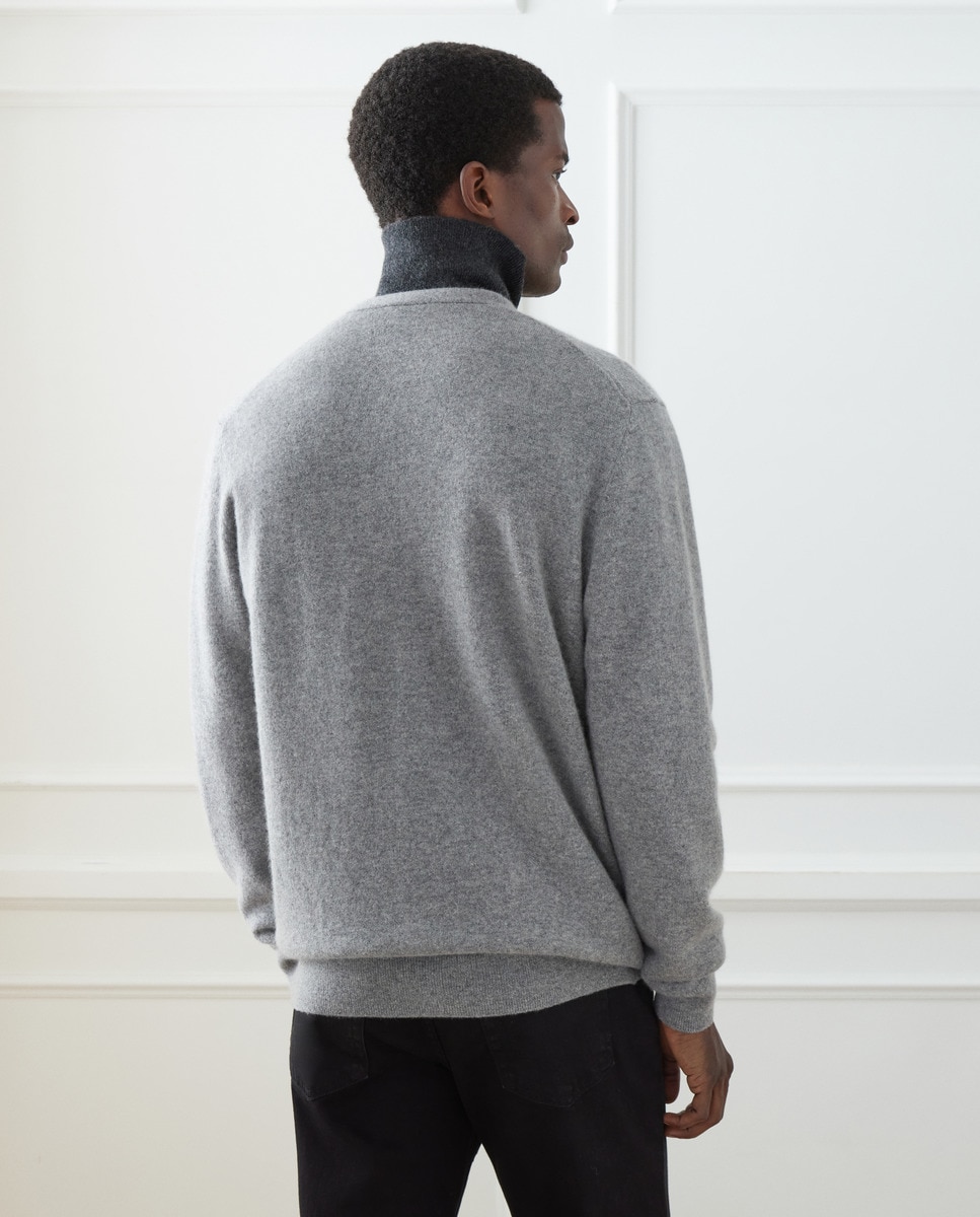 Cardigan Liso com Botões 100% Caxemira Cinzento-claro-3