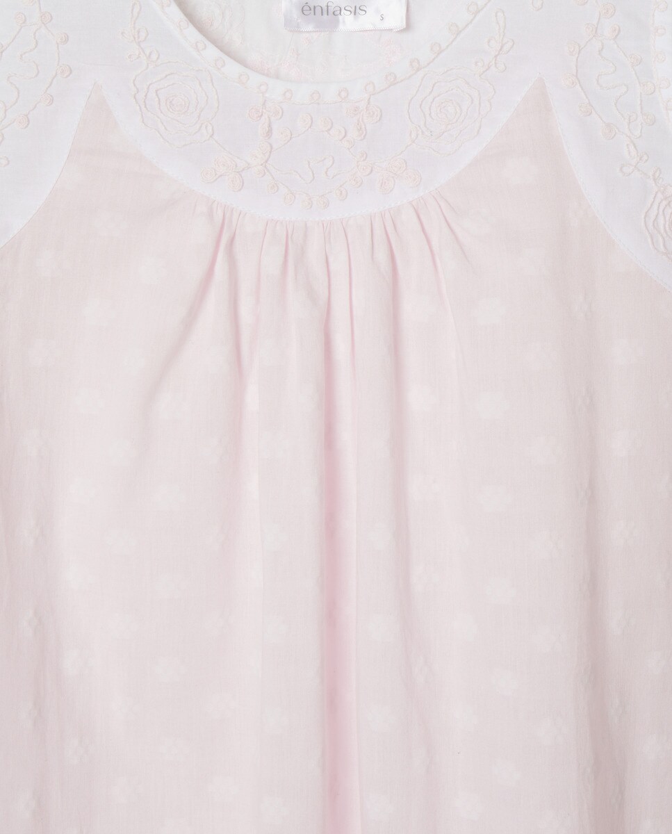 Camisa de Dormir com Alças Largas Rosa-claro-4