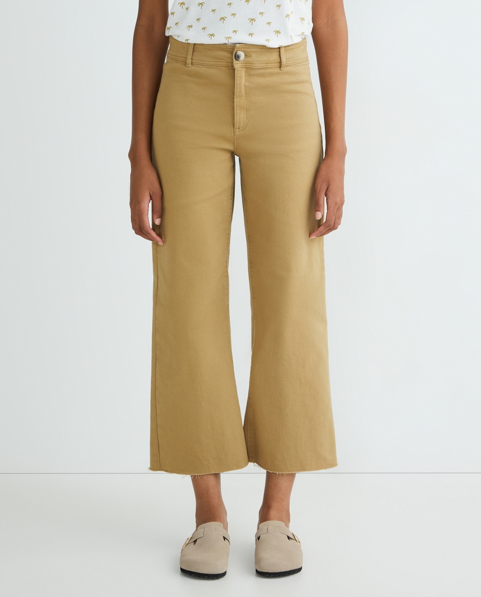Pantalón de sarga mujer Verde-2