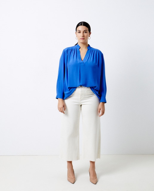 Imagen 0 de Blusa manga larga escote pico