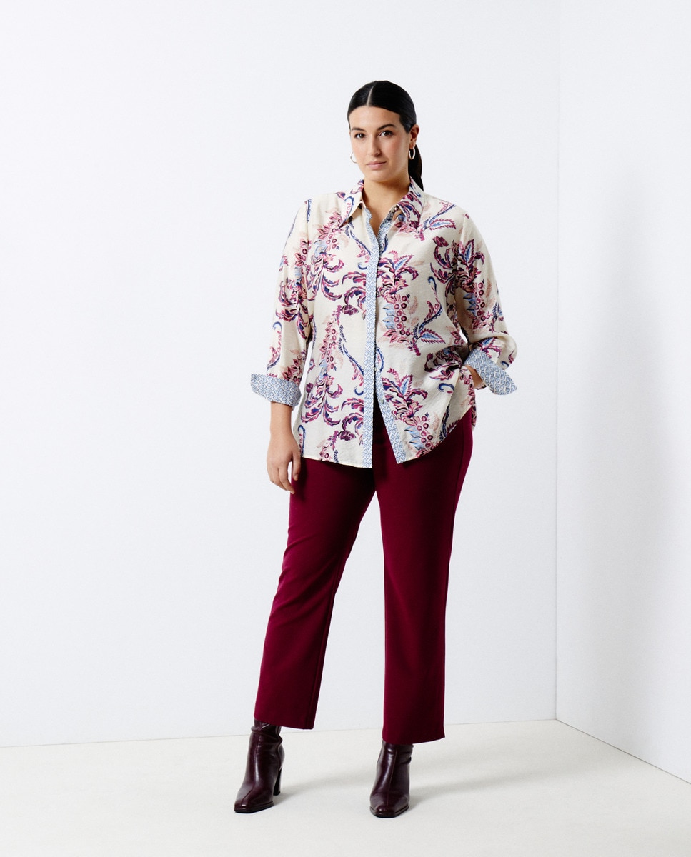 Calças Semi Skinny Técnicas Bordeaux-1