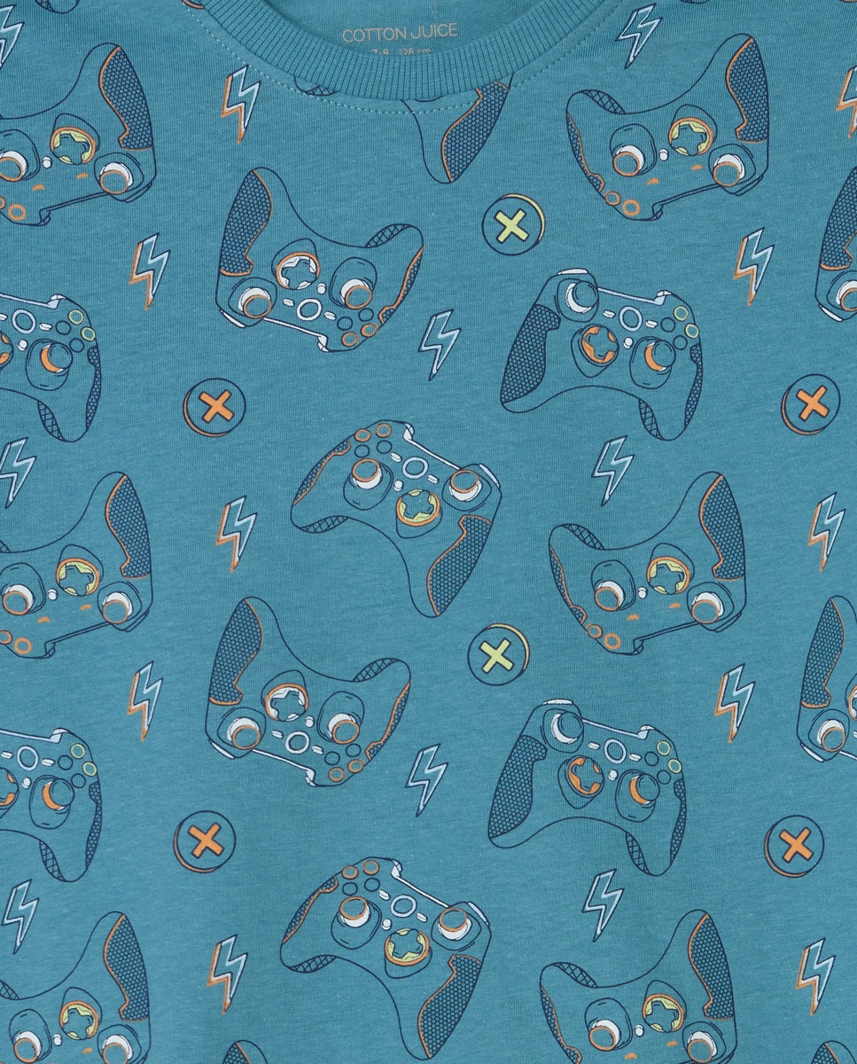 Pijama Curto com All Over Print Verde-3