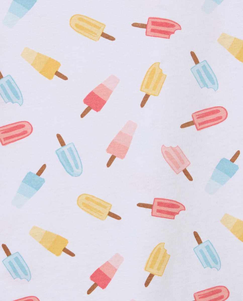 Pijama Curto com Estampado de Gelados Branco-3