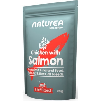 Alimento Húmido para Gato Frango e Salmão embalagem 85 g - Naturea