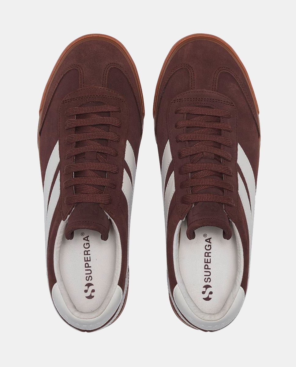 Sapatilhas com Atacadores e Sola às Riscas Castanho-4