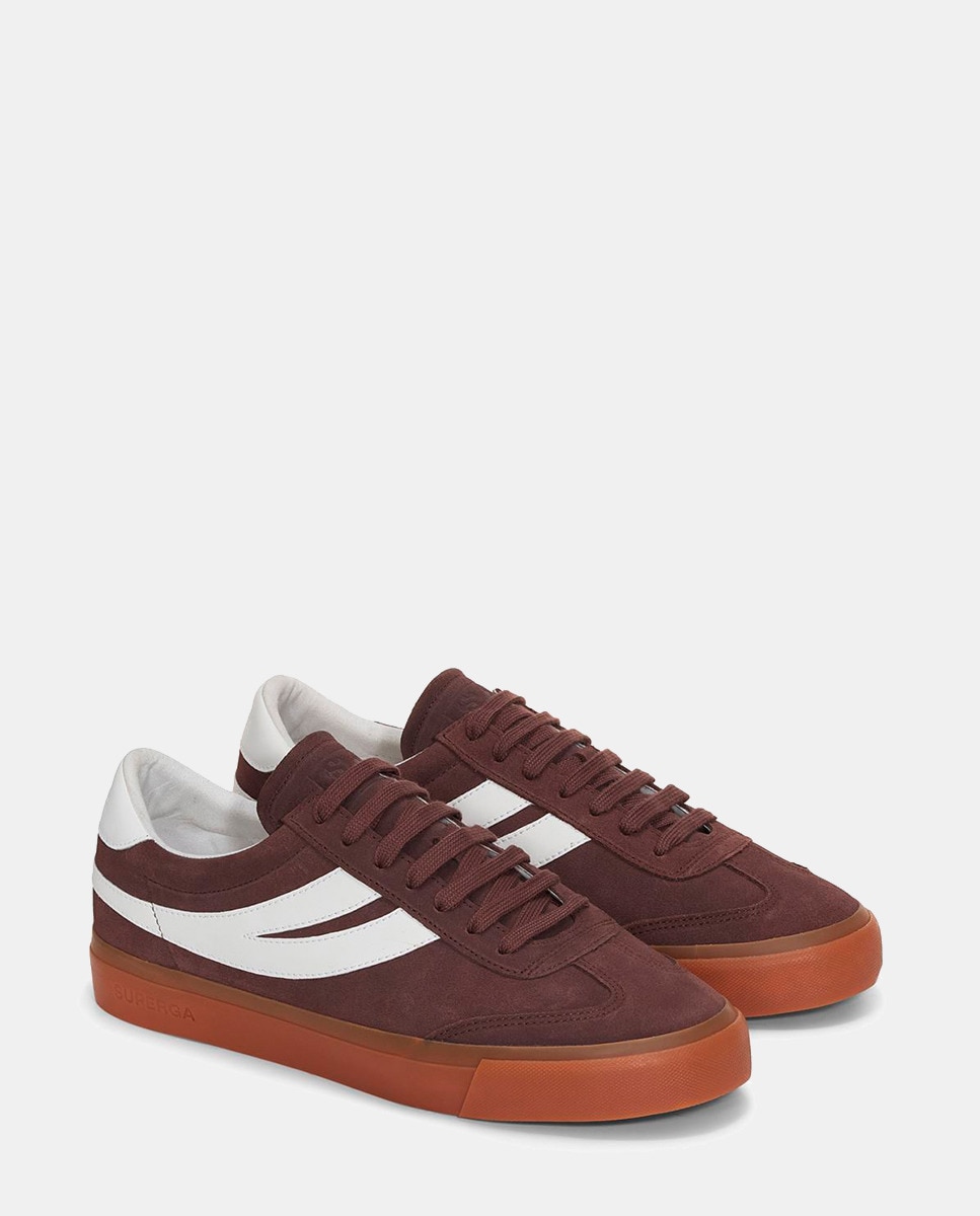 Sapatilhas com Atacadores e Sola às Riscas Castanho-3