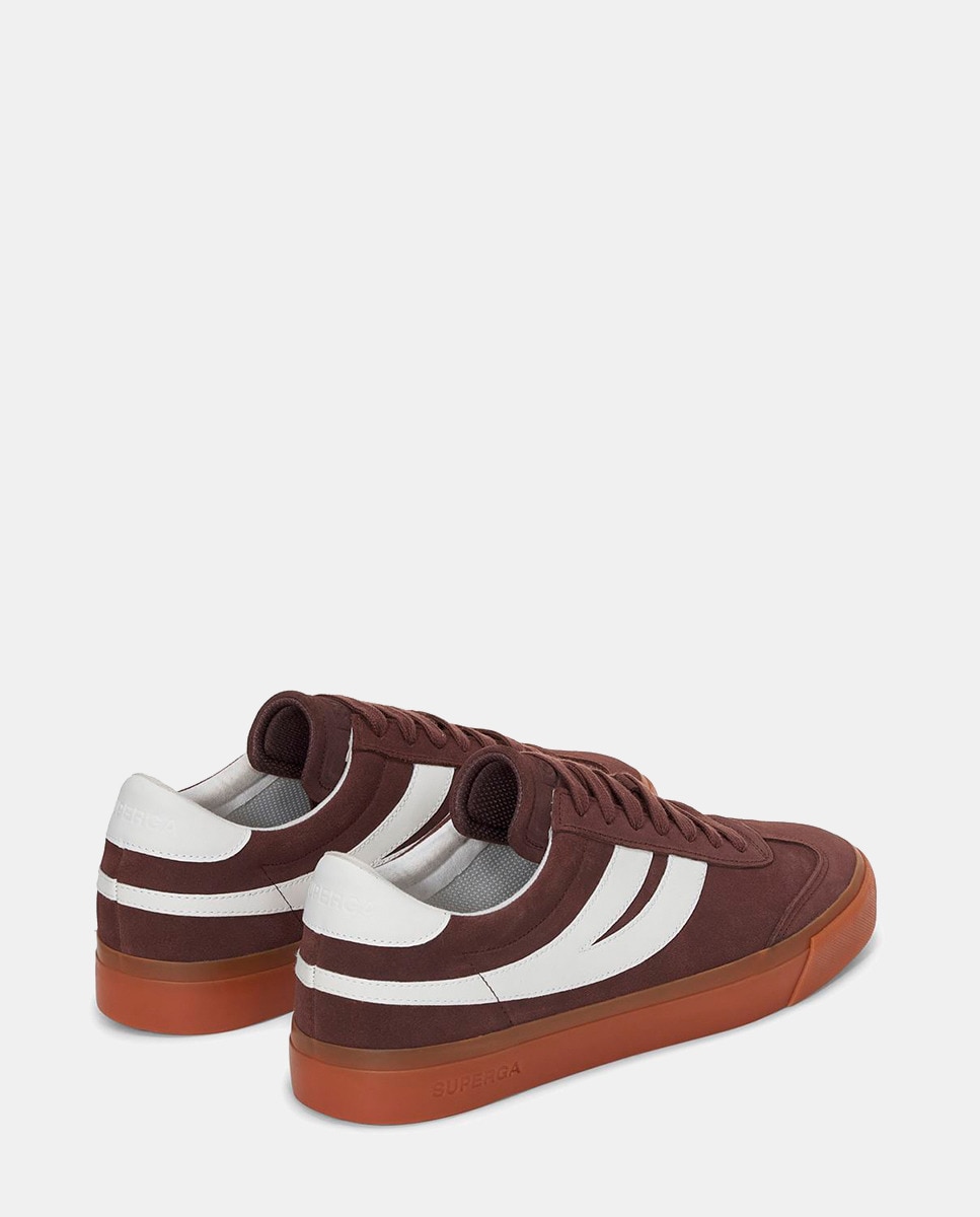 Sapatilhas com Atacadores e Sola às Riscas Castanho-2