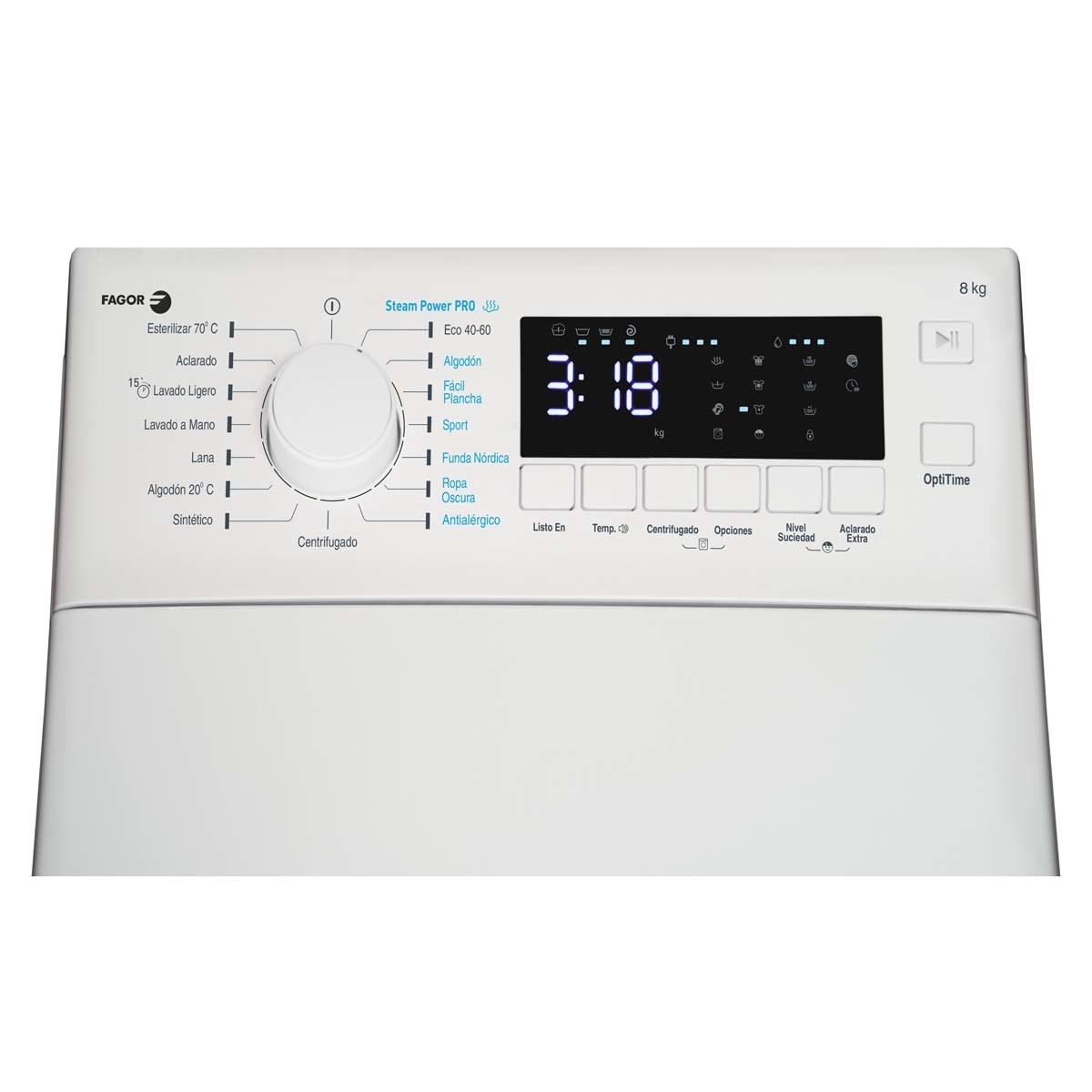 Lavadora carga superior Fagor 8 kg / 1300 rpm - 4FET-8013 Blanco-3