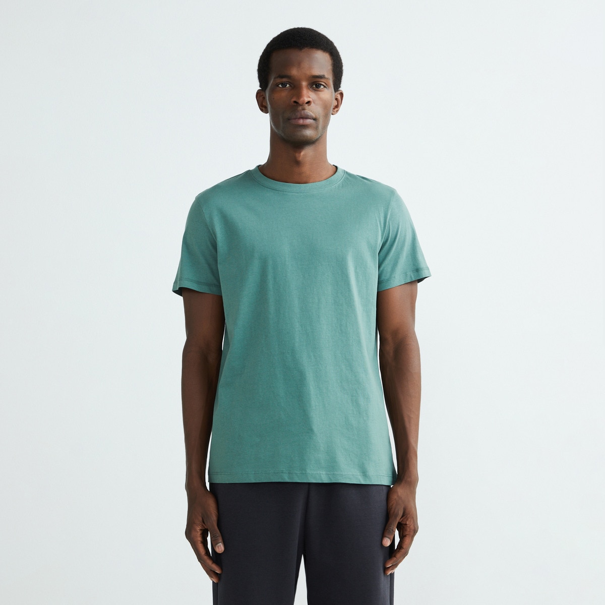 Camiseta de algodón de hombre Verde-2