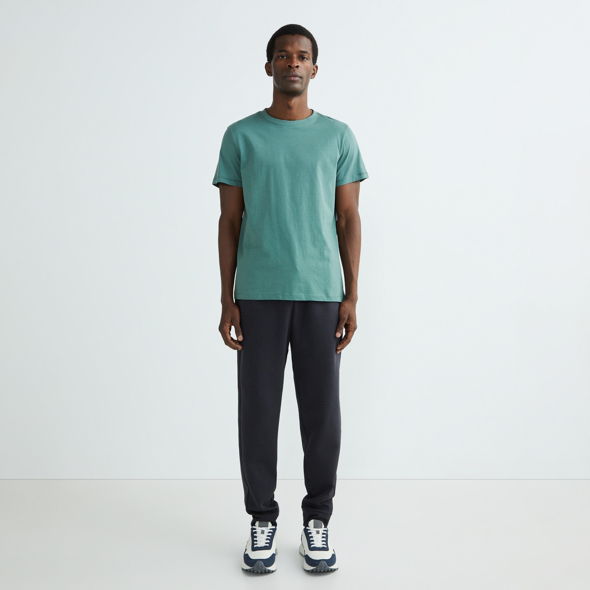 Camiseta de algodón de hombre Verde-1