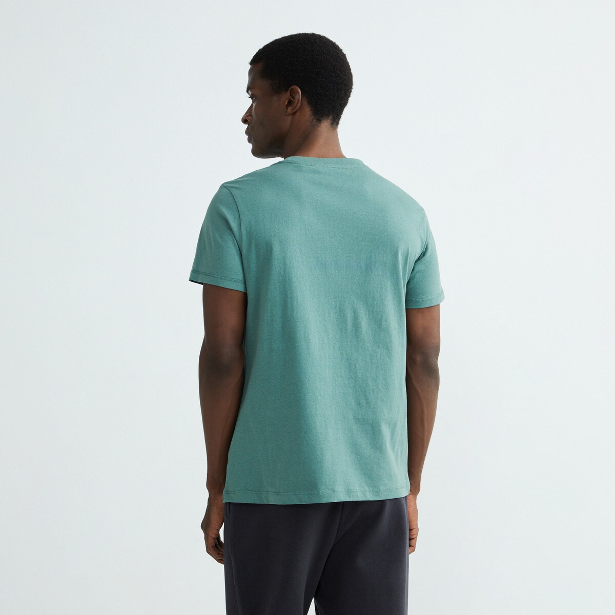 Camiseta de algodón de hombre Verde-3