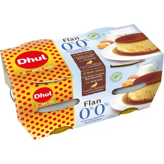 flan de huevo desnatado 0% m.g. 0% azúcares añadidos al baño María sin gluten pack 4 unidades 100 g - Dhul