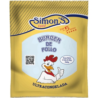 hamburguesas de pollo 3 unidades envase 240 g - Simon's