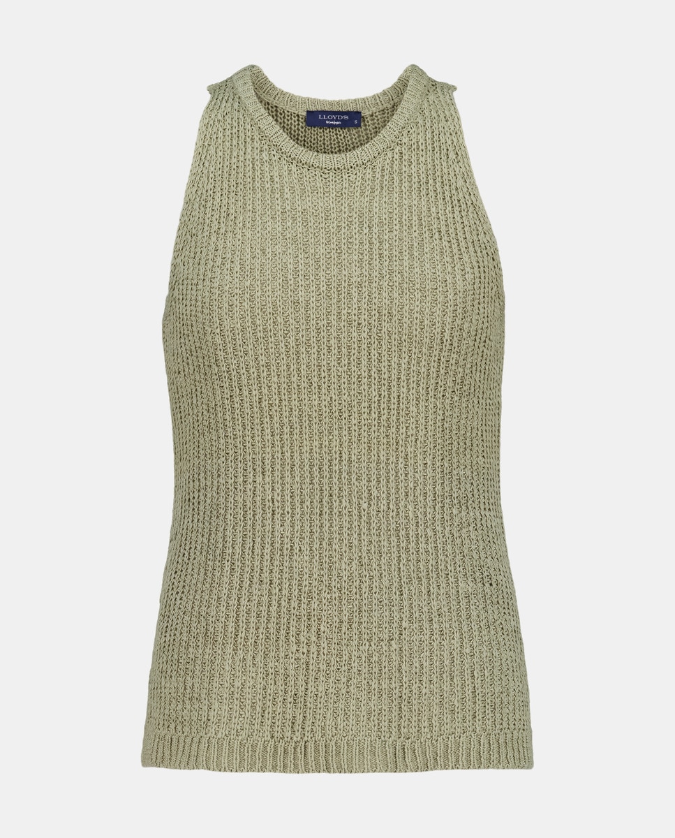 Camisola de Malha sem Mangas e com Gola Halter 510 Verde Claro-4