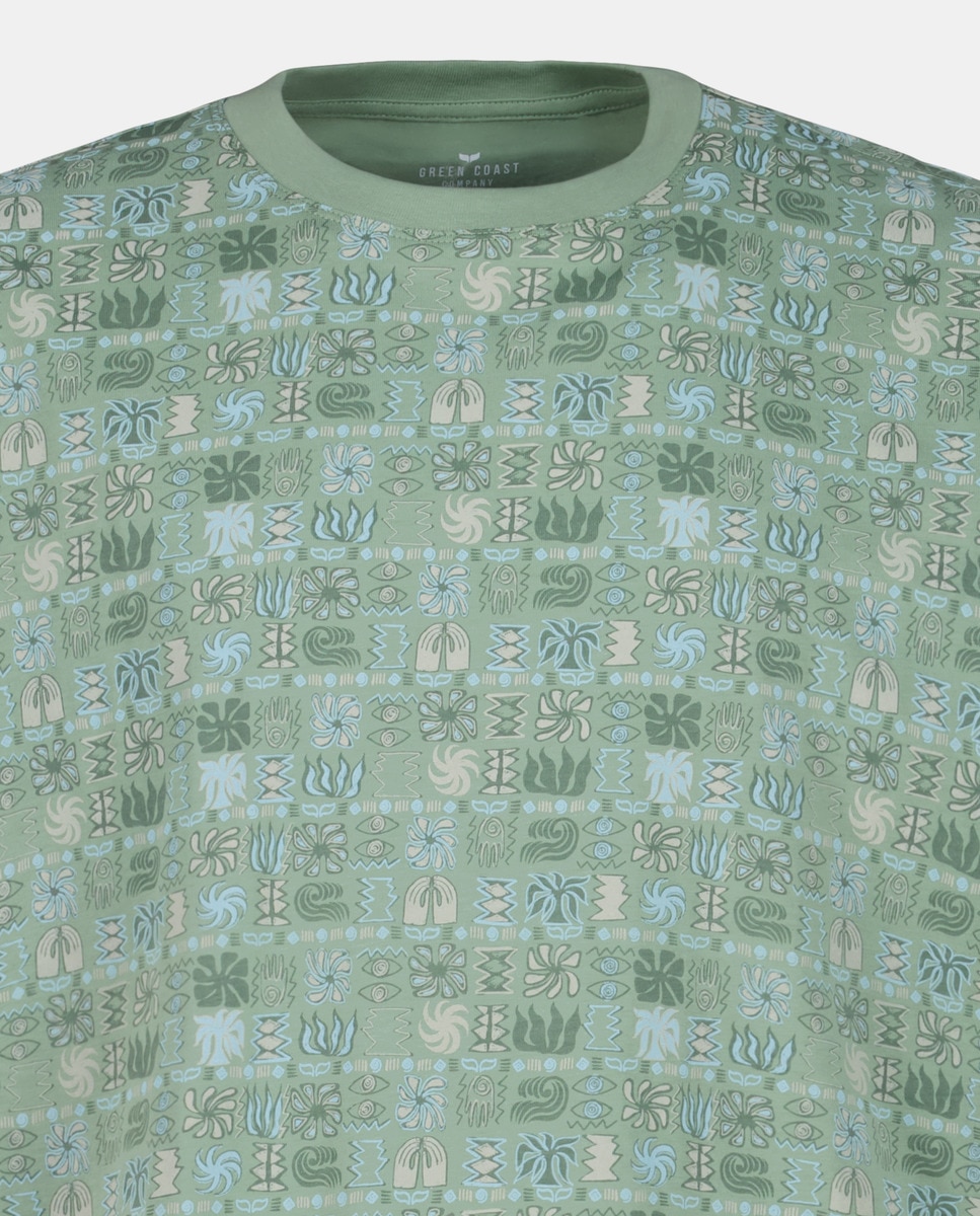 T-shirt de Manga Curta com All Over Print Verde-5