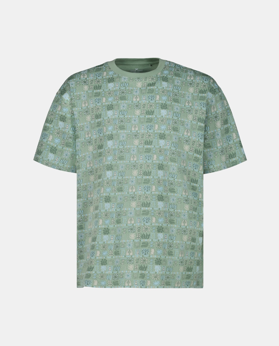 T-shirt de Manga Curta com All Over Print Verde-4