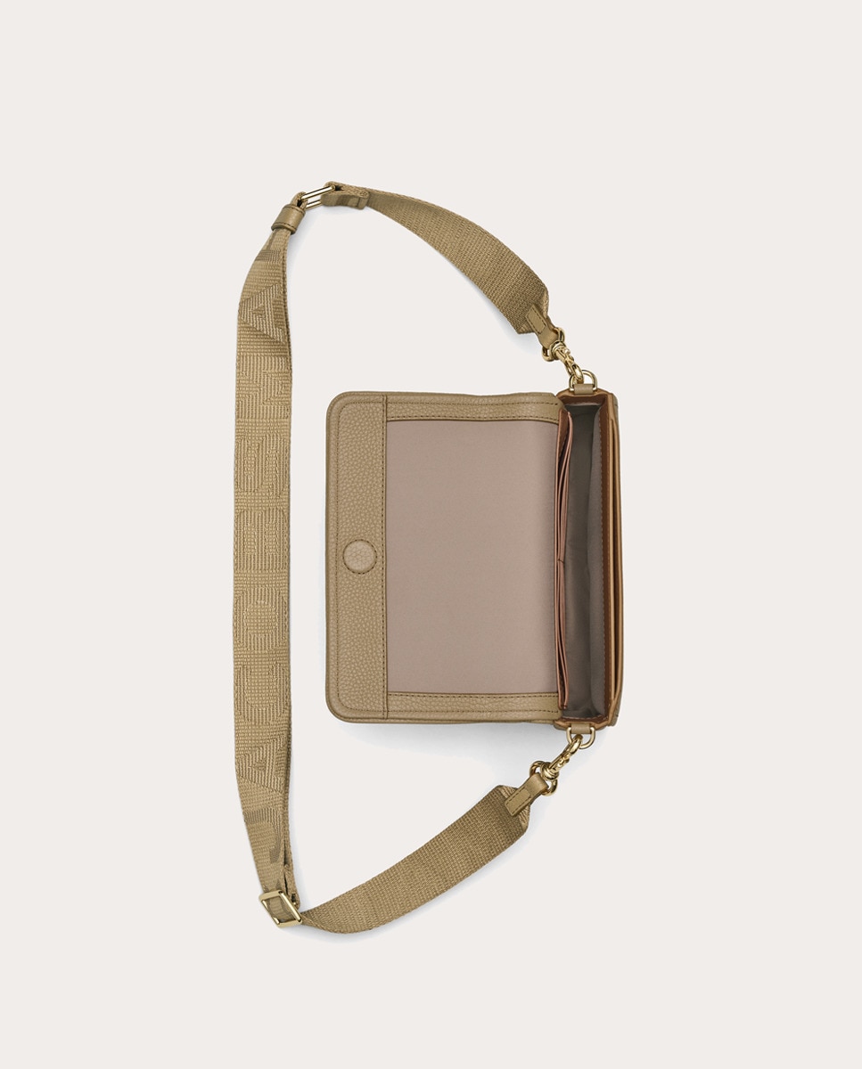 Mala a Tiracolo Mini Crossbody em Pele Bege-9