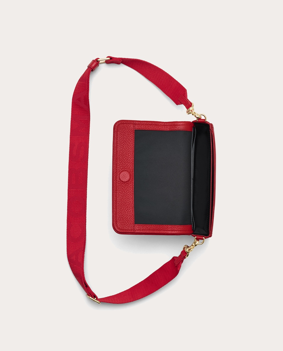 Mala a Tiracolo Mini Crossbody em Pele Vermelho-3