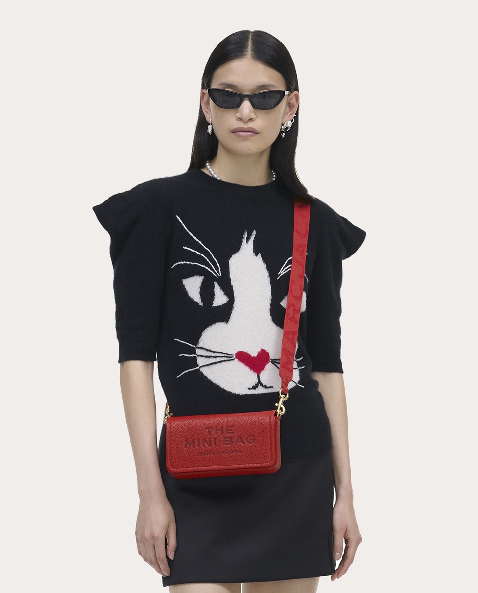 Mala a Tiracolo Mini Crossbody em Pele Vermelho-2